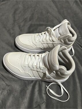 All-White/Cream High Top Sneakers - Clean Leather Design